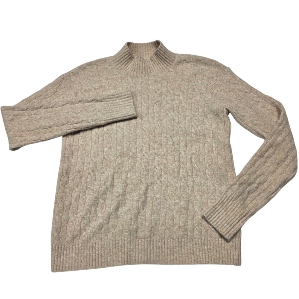 J.Crew Sweater Women XS Beige Extra-Soft Cable Knit Mock Neck Pullover